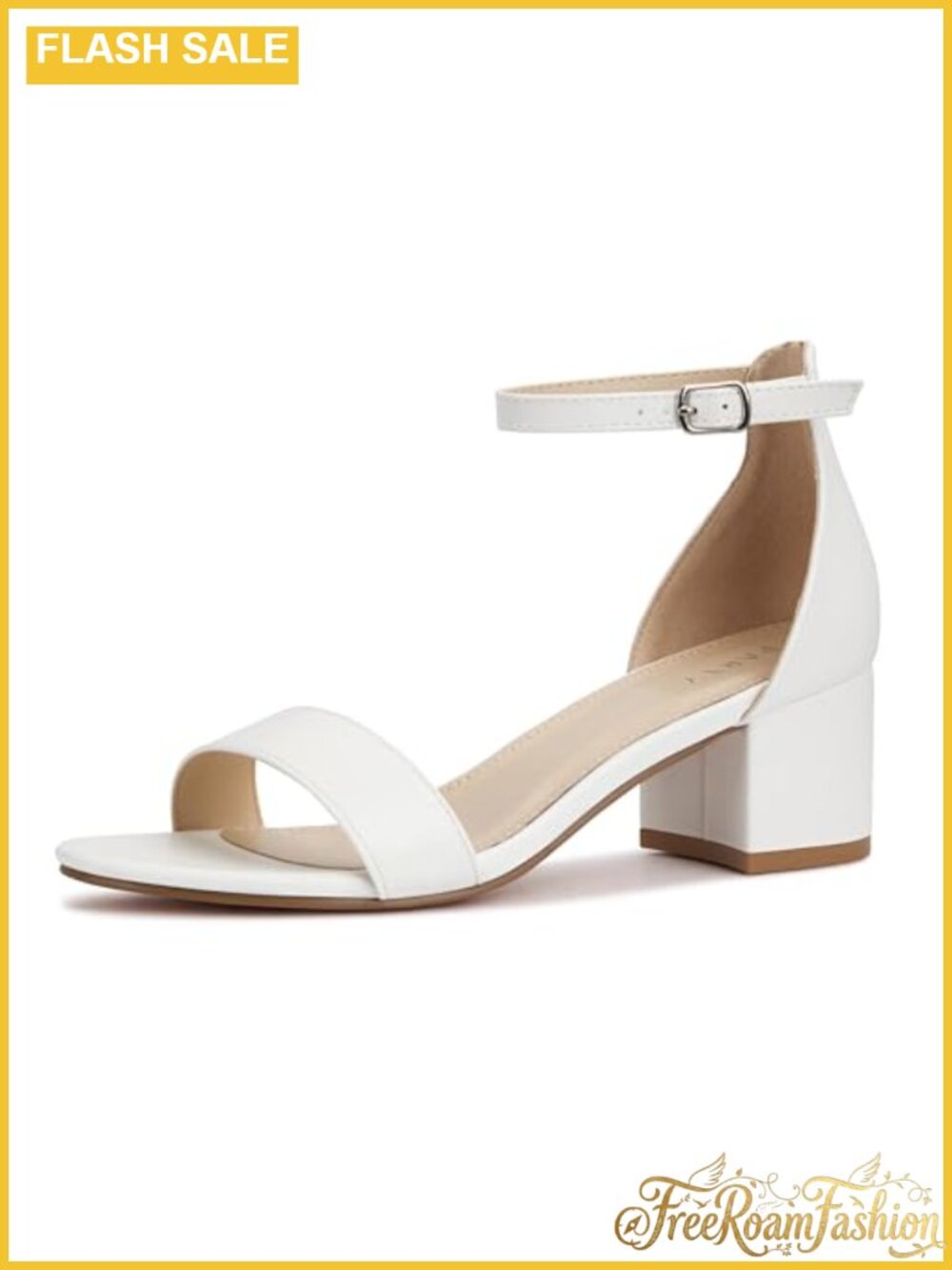 Women's Open Toe Ankle Strap Low Block Chunky Heel Sandals Faux Leather